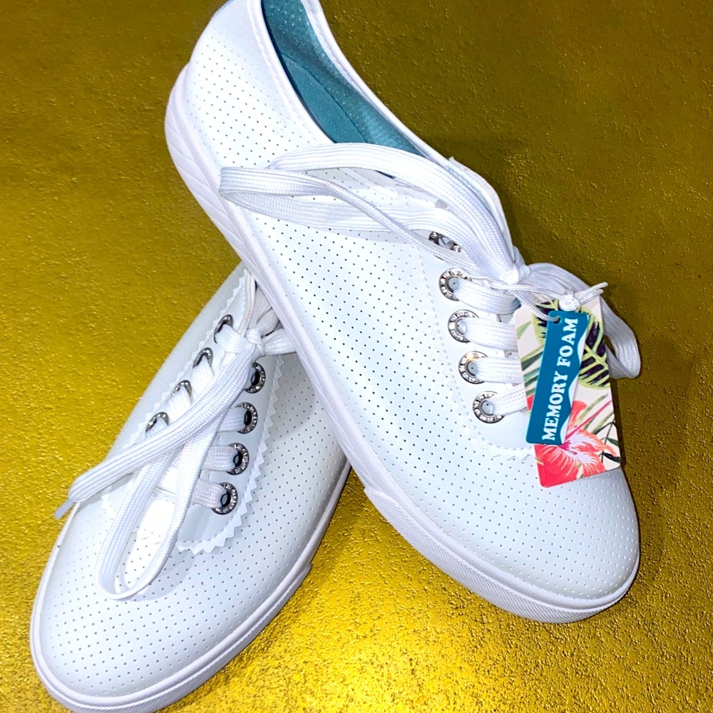 NWT Tommy Bahama Women's White Lace Up‎ Sneaker Tennis Shoes - Picture 2 of 4